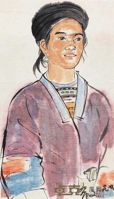 董希文 1955年作 少数民族少女 46.5×27cm